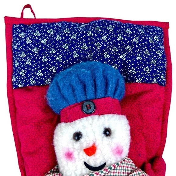 Santas Best Snowman Christmas Holiday Stocking Plush 3D Puffy Raised Quilted 17" - Picture 2 of 6